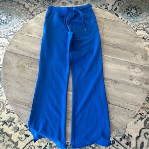 Blue Flare Scrub Pants with Elastic Waistband